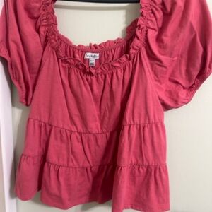 love, Fire Pink Tiered Blouse